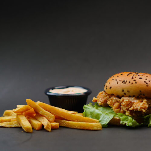 Zinger burger with fries